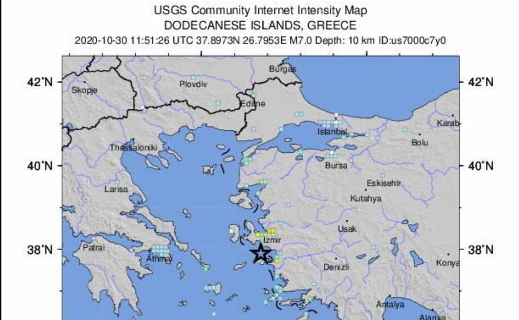 Fuerte terremoto en el Mar Egeo