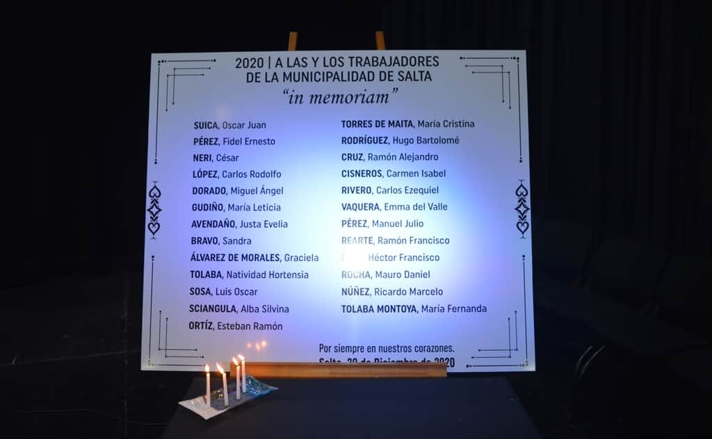 Memorial por los trabajadores municipales fallecidos durante el 2020