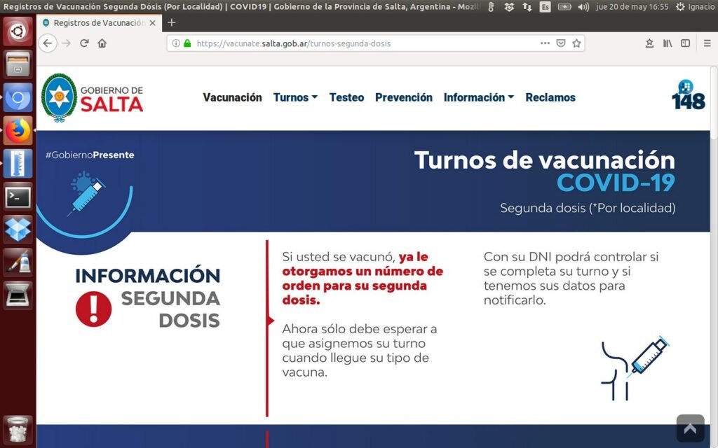 Los turnos para segundas dosis de las vacunas COVID-19 en Salta