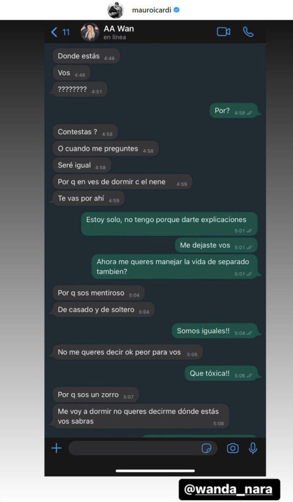 Mauro Icardi explotó y filtró chats íntimos con Wanda Nara
