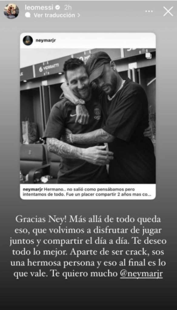 La emotiva dedicatoria de Messi a Neymar: “Aparte de ser crack, sos una hermosa persona”