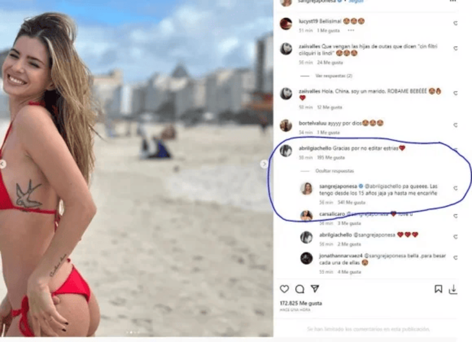La China Suárez se mostró en bikini, hablaron de sus estrías y contestó con firmeza
