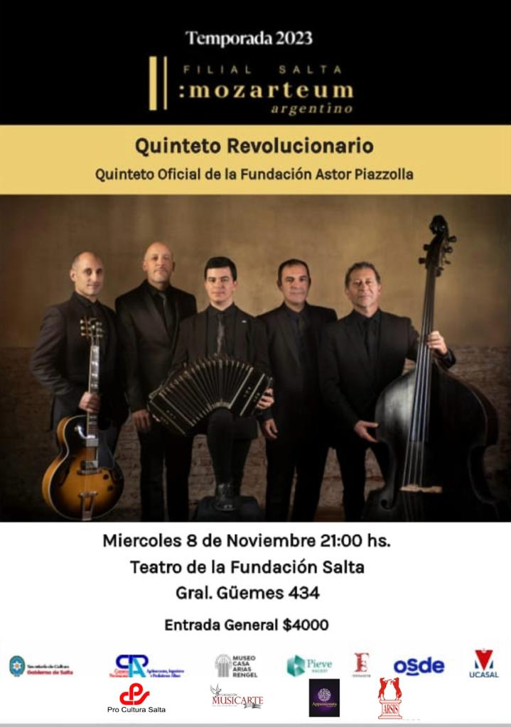 Mozarteum Argentino – Filial Salta presenta Quinteto Revolucionario